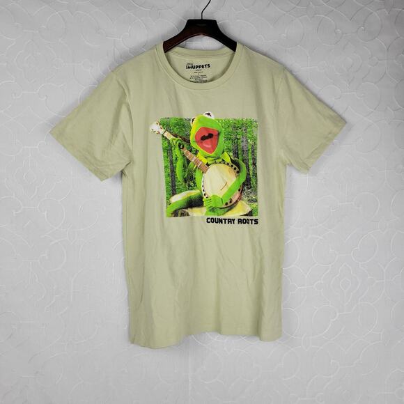 Disney The Muppets T-Shirt Large Green Kermit The Frog Country Roots Graphic Tee - Picture 1 of 12